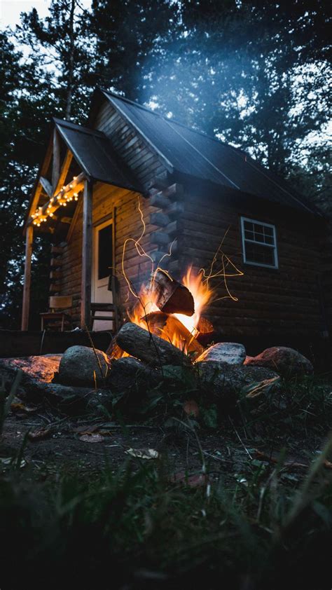 Wood Cabin Camping Fire Iphone Wallpaper Iphone Wallpapers Iphone