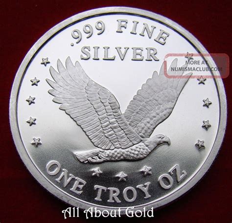 Solid Silver Round 1 Troy Oz Lady Liberty American Flying Eagle 999
