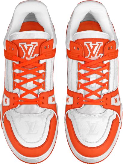 Louis Vuitton White And Orange Lv Trainer Sneakers Inc Style