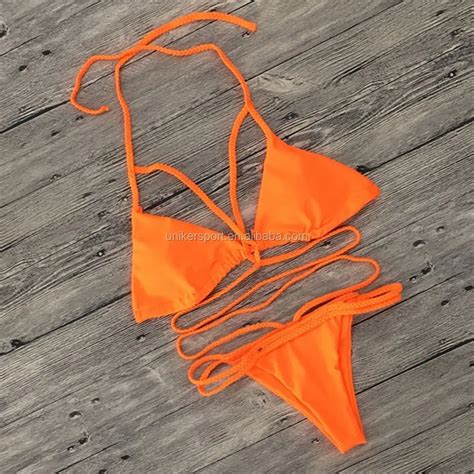 Womens Sexy Breast Halter Cutout Brazilian 2pcs Bikini Sets Swimsuit
