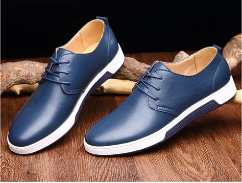 Luxury Men Shoes Casual Leather Fashion Trendy Black Blue Brown Flat
