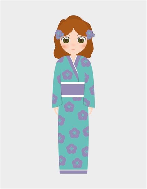 Premium Vector Japanese Girl Wearing Kimono Cartoon Icon