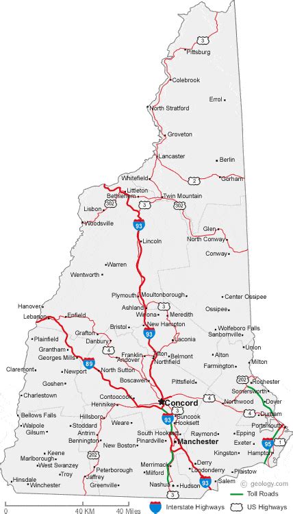 State Map Of New Hampshire Anetta Mathilda