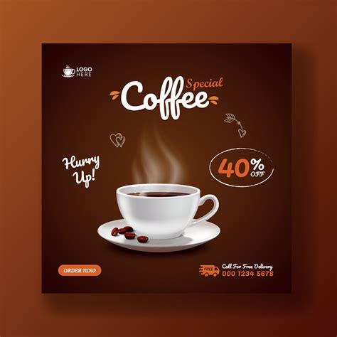 Special Coffee Drink Menu Sale Promotional Social Media Post Banner