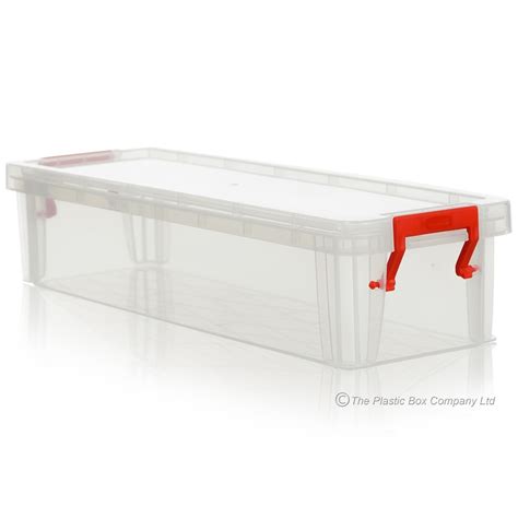 Buy Long Narrow Small Plastic Storage Box With Clip On Lid For Rulers