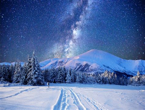 Sky Full Of Stars Snowy Mountains 5k Hd Nature 4k Wallpapers Images