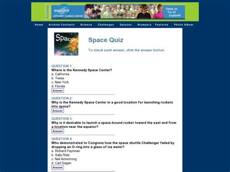 Space Quiz Worksheet For 5th 6th Grade Lesson Planet