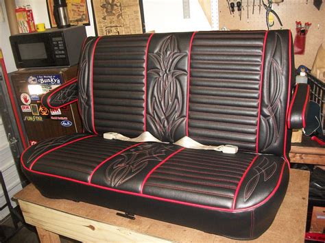 Hot Rod Seat In Black And Red Red And White Pinstripe Stitching