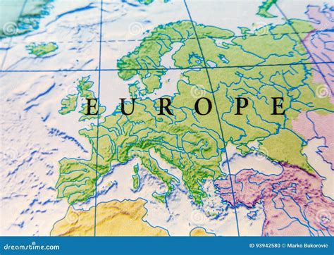 Geographic Map Of Europe Close Stock Photo Image Of Atlas Hungary