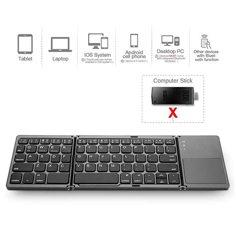 Folding Bluetooth Keyboard Jelly Comb Rechargeable Portable Bt