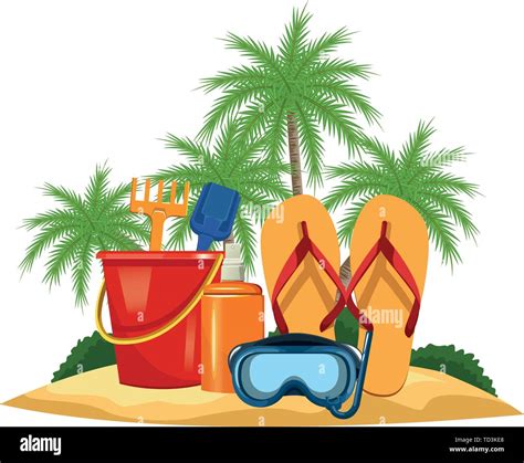 Summer Beach And Vacation Cartoon Stock Vector Image And Art Alamy