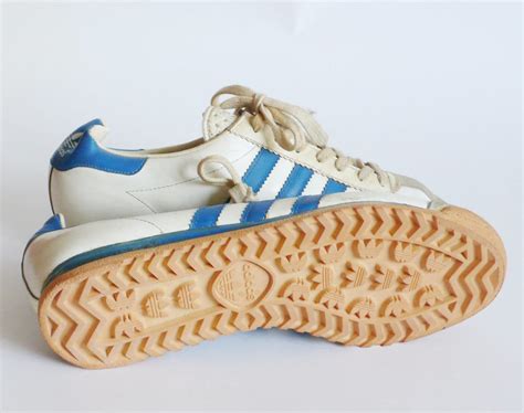 Rare Adidas Rom Vintage Trainers 70s Athletic Shoe White Blue Etsy
