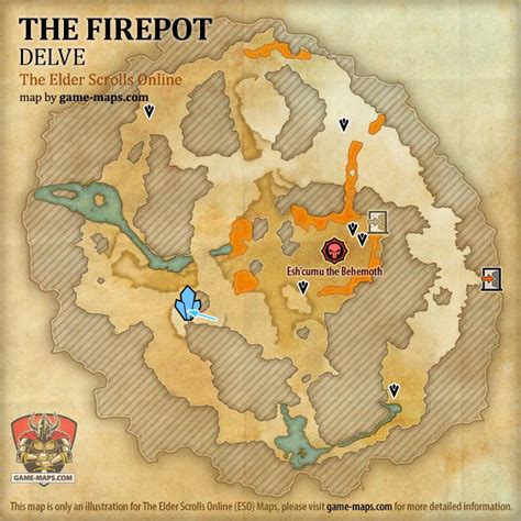 Eso The Firepot Delve Map With Skyshard And Boss Location In High Isle Amenos