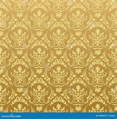 Seamless Wallpaper Background Floral Vintage Gold Stock Vector