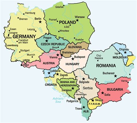 Map Of Central Europe Detailed Central Europe Physical