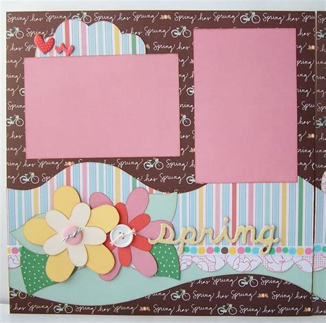 Spring Premade 2 Page 12x12 Scrapbook Layout Etsy 12x12 Scrapbook