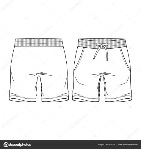 Boys Sweat Shorts Bermuda Fashion Flat Sketch Template Young Men Stock