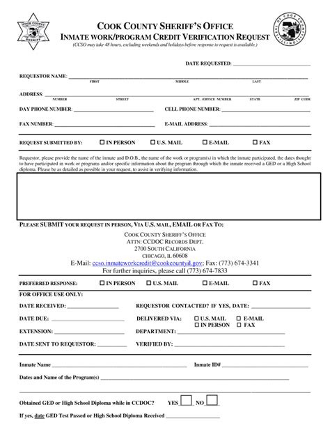 Send Money To Inmate In Cook County Jail Fill Out And