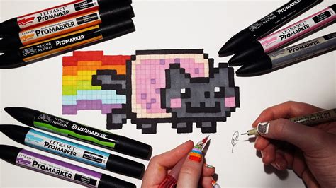 How To Draw Nyan Cat Easy Pixel Art Youtube Pixyart Whos Who In