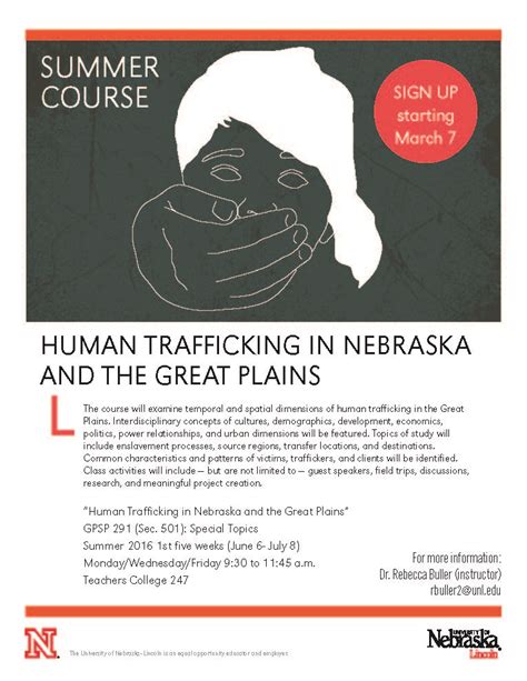 Summer Course Human Trafficking In Nebraska And The Great Plains