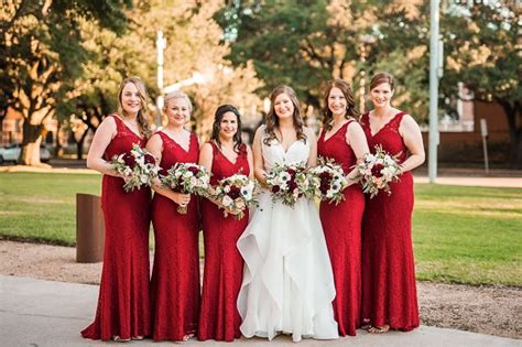 Red And White Wedding Color Combinations 2024 Red Bridesmaid Dresses White Bridal Gown