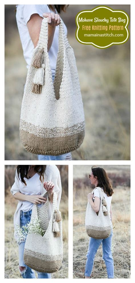 Simple Slouchy Tote Bag Free Knitting Pattern Knitting Tote Bag