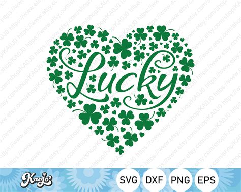 Lucky Shamrock Heart Svg Saint Patricks Day Svg Lucky Etsy