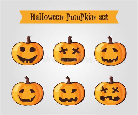 Halloween Pumpkins Icon Set Stock Vector Illustration Of Cute Spooky
