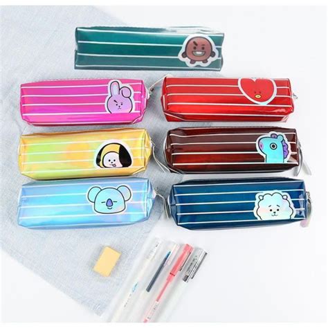 Pencil Case Box Hologram Kids Pencil Case Bt21 Cute Army Bts Shopee
