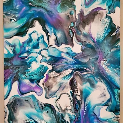 Floral Acrylic Pour Painting On 14x18 Gallery Etsy