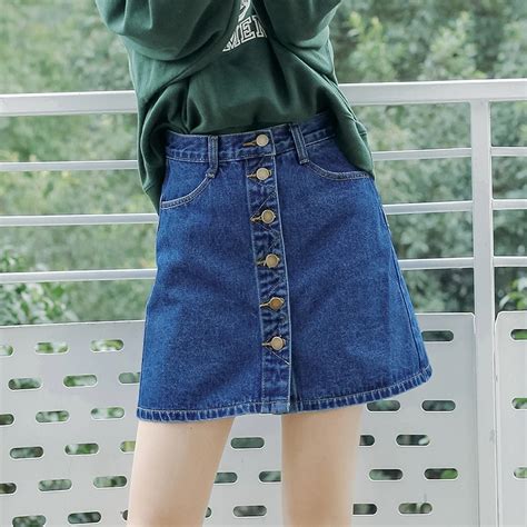 Sexy Vintage Pencil Jeans Skirt Front Buttons Pockets High Waist Denim Skirts Women Mini Short