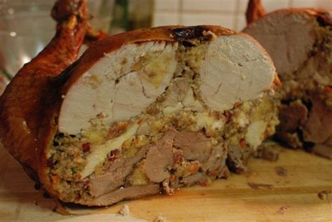 Grateful today for family, friends, faith, freedom, food, football and fun! Turducken - mostly deboned turkey, duck, and chicken with stuffing, dirty rice, or etouffee - or ...