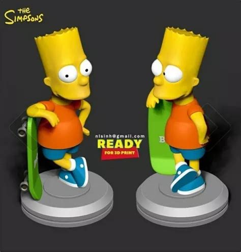 Archivo Stl Impresi N D The Simpsons Bart Skateboarding Cuotas