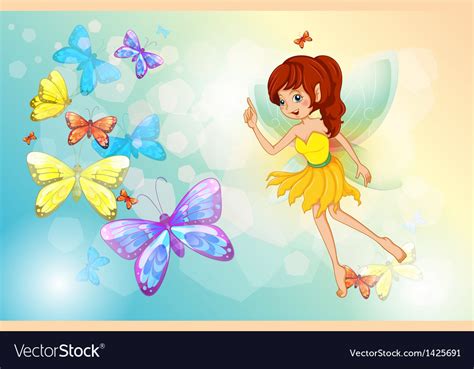 A Fairy With Colorful Butterflies Royalty Free Vector Image
