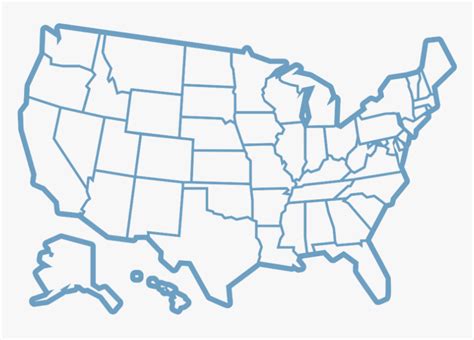 Blue Usa Map Outline With State Capitals And Its Territories Stock My