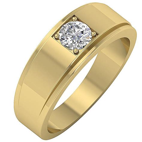 I1 G 050 Ct Round Cut Diamond Mens Engagement Ring Prong Set 14k Gold