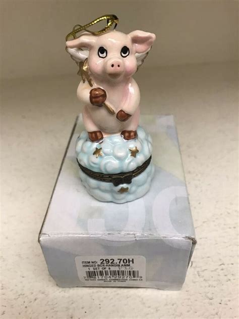 Hinged Box Angel Pig Ceramic Ornament Nib In 2020 Ceramic Ornaments