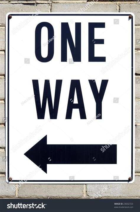 One Way Sign With Direction Indicated By An Arrow Stock