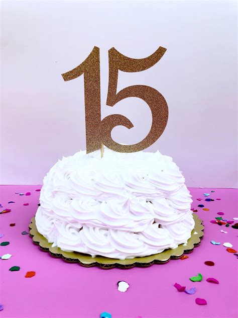 Glitter 15 Birthday Age Cake Topper 15th Birthday Quince Etsy