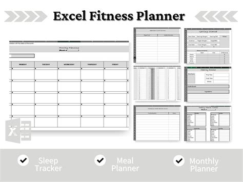 Fitness Planner Tracker Spreadsheet Excel Spreadsheet Etsy