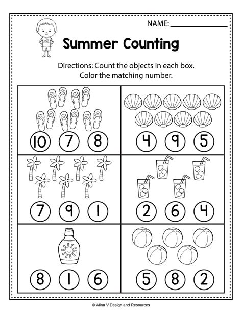 Counting Worksheets Summer Math Worksheets And Activities For