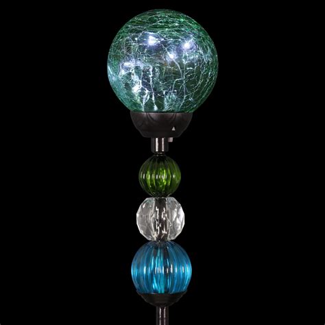 Solar Green Glass Ball Bead Garden Stake Exhart