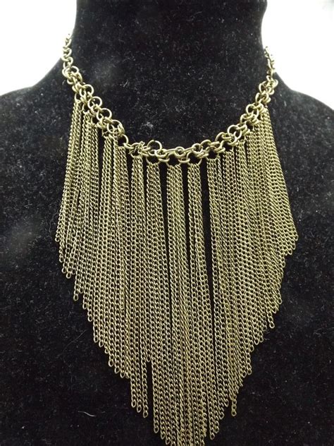 Fabulous Chain Fringe Bib Necklace Chain Fringe Necklace Costume