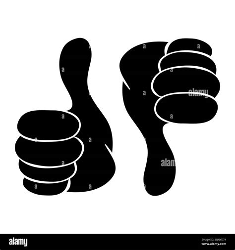 Thumb Up And Down Silhouette Icon Black Shape Symbol Of Ok Or Not Ok