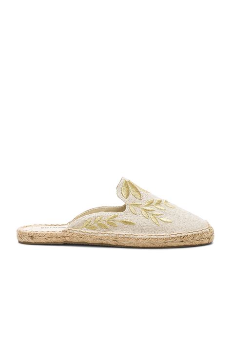 Soludos Embroidered Floral Mule In Sand And Metallic Mules Soludos