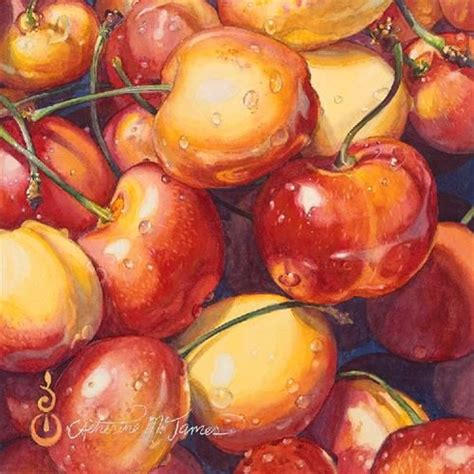 Daily Paintworks Rainier Cherries Original Fine Art For Sale