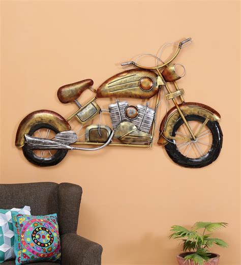 Buy Wrought Iron Bike Wall Art In Gold By Malik Design Online Automobile Metal Art Metal