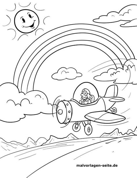 Flugzeug für kinder deutsch kinder lernen flugzeug trickfilm kleine flugzeug für kinder auf deutsch. Malvorlage Regenbogen mit Flugzeug in 2020 (mit Bildern) | Kostenlose ausmalbilder, Malvorlagen ...