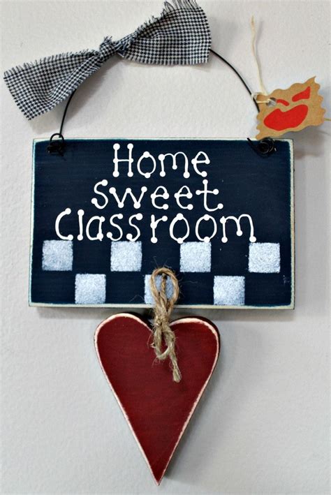 Wooden Navy Blue Home Sweet Classroom Sign 900 Via