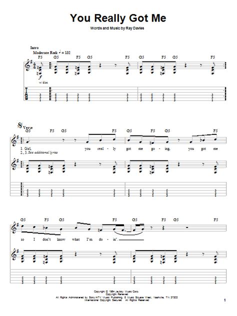 You Really Got Me By The Kinks Guitar Tab Play Along